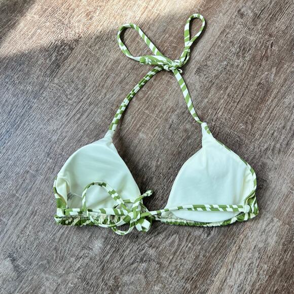 Envya Green and White Bikini Triangle Top Small - Picture 2 of 3